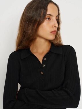 Reformation Hermia Polo, Black, XS - Great Condition